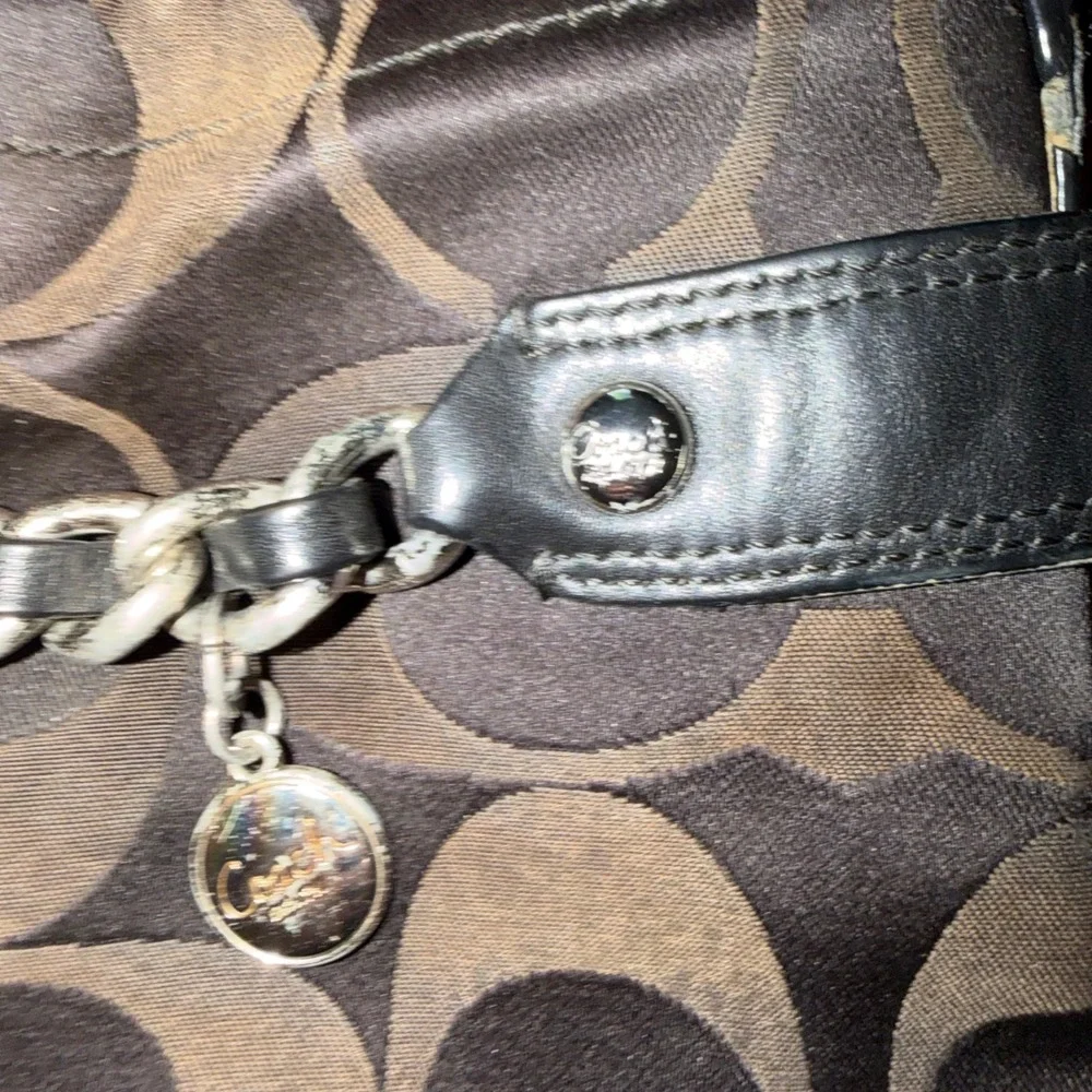 Coach Crossbody Bag Womens Medium Brown Black Signature C‎ F18862 Y2K Classic